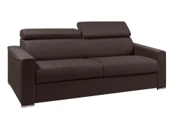 Sofá|Vente-unique Sofá convertível em tecido castanho assento com assento de memória de forma 160 ripas largas 18cm memória de forma VIZIR Castanho chocolate