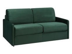Vente-unique Sofá convertível em veludo verde escuro assento memória de forma 140 cm colchão 22 cm CALIFE Verde pinho