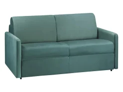 Sofá*Vente-unique Sofá convertível em veludo assento com assento de memória de forma 120 cm colchão 14 cm CALIFE Verde esmeralda