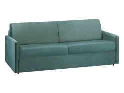 Sofá|Vente-unique Sofá convertível em veludo assento memória de forma 160 cm colchão 18 cm CALIFE Verde esmeralda