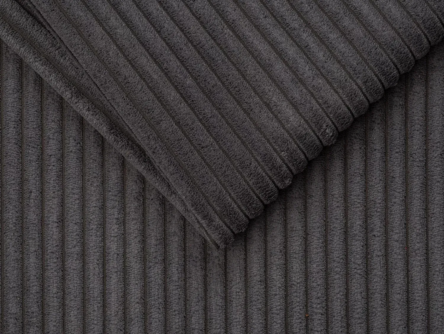 Clearance Vente-unique Sofá convertível em veludo canelado cinza assento memória de forma 160 cm colchão 14cm CALIFE Cinzento