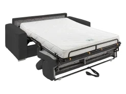 Clearance Vente-unique Sofá convertível em veludo canelado cinza assento memória de forma 160 cm colchão 14cm CALIFE Cinzento