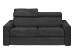 Clearance Vente-unique Sofá convertível em veludo canelado cinza assento memória de forma 160 cm colchão 14cm CALIFE Cinzento