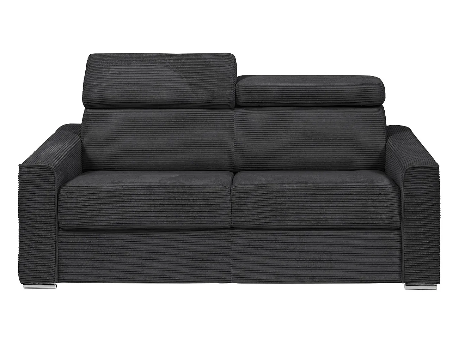 Clearance Vente-unique Sofá convertível em veludo canelado cinza assento memória de forma 160 cm colchão 14cm CALIFE Cinzento