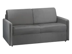 Sofá*Vente-unique Sofá convertível em veludo cinza com assento com assento de memória de forma 120 cm colchão 22 cm CALIFE Cinza antracite