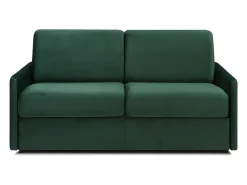 Vente-unique Sofá convertível em veludo verde pinheiro assento memória de forma 140 cm colchão 18 cm CALIFE^ Sofá