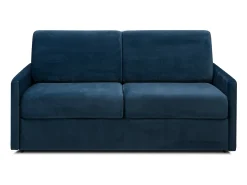 Sofá*Vente-unique Sofá convertível em veludo azul noite com assento com assento de memória de forma 140 cm colchão 14 cm CALIFE Azul escuro