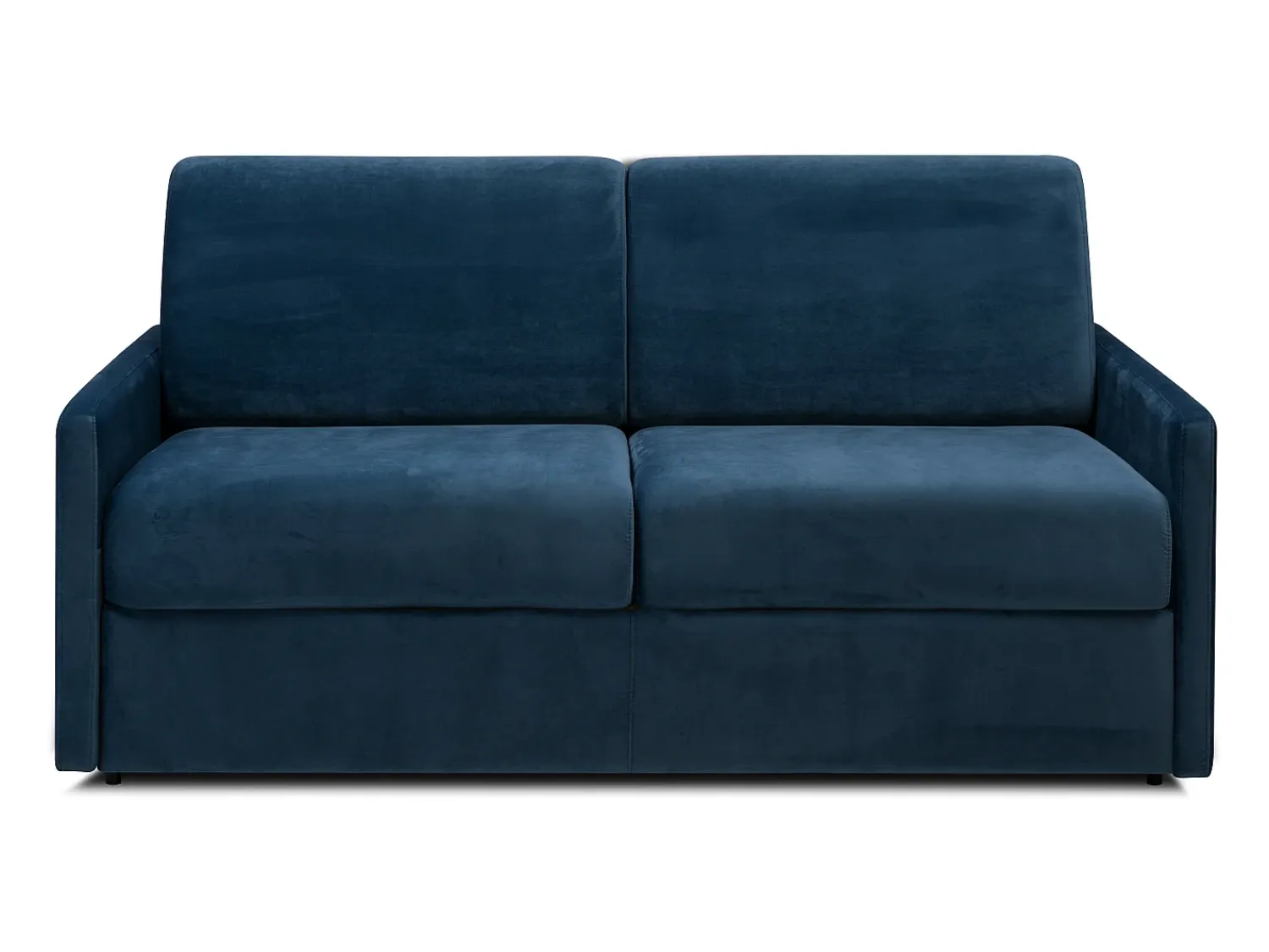 Sofá*Vente-unique Sofá convertível em veludo azul noite com assento com assento de memória de forma 140 cm colchão 14 cm CALIFE Azul escuro