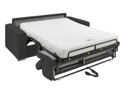 Sofá|Vente-unique Sofá convertível em veludo canelado cinza assento com assento de memória de forma 140 cm colchão 14cm CALIFE Cinzento