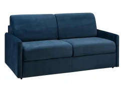 Sofá|Vente-unique Sofá convertível em veludo azul-noite assento com assento de memória de forma 140 cm colchão 18 cm CALIFE Azul escuro