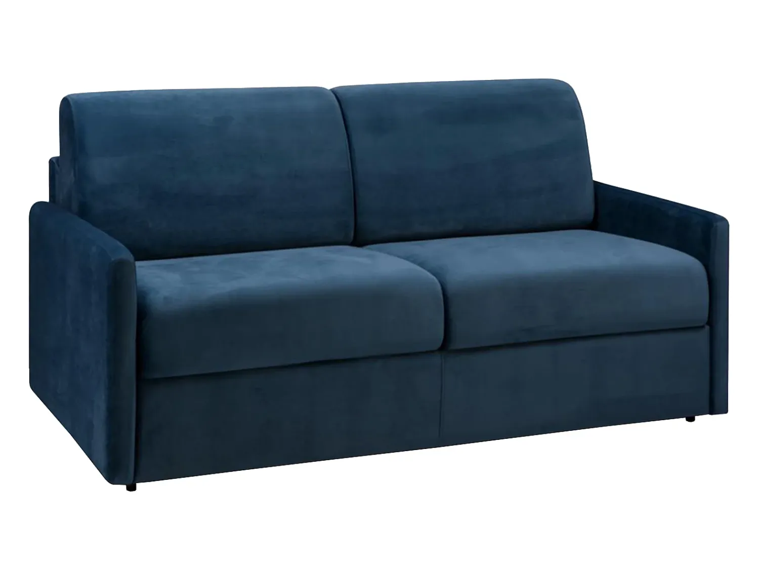 Sofá|Vente-unique Sofá convertível em veludo azul-noite assento com assento de memória de forma 140 cm colchão 18 cm CALIFE Azul escuro