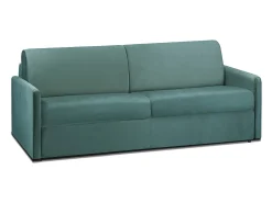 Online Vente-unique Sofá convertível em veludo assento memória de forma 160 cm colchão 14 cm CALIFE Verde esmeralda