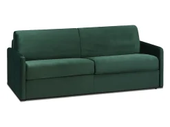 Sofá|Vente-unique Sofá convertível em veludo verde pinheiro assento com assento de memória de forma 160 cm colchão 14 cm CALIFE Verde pinho