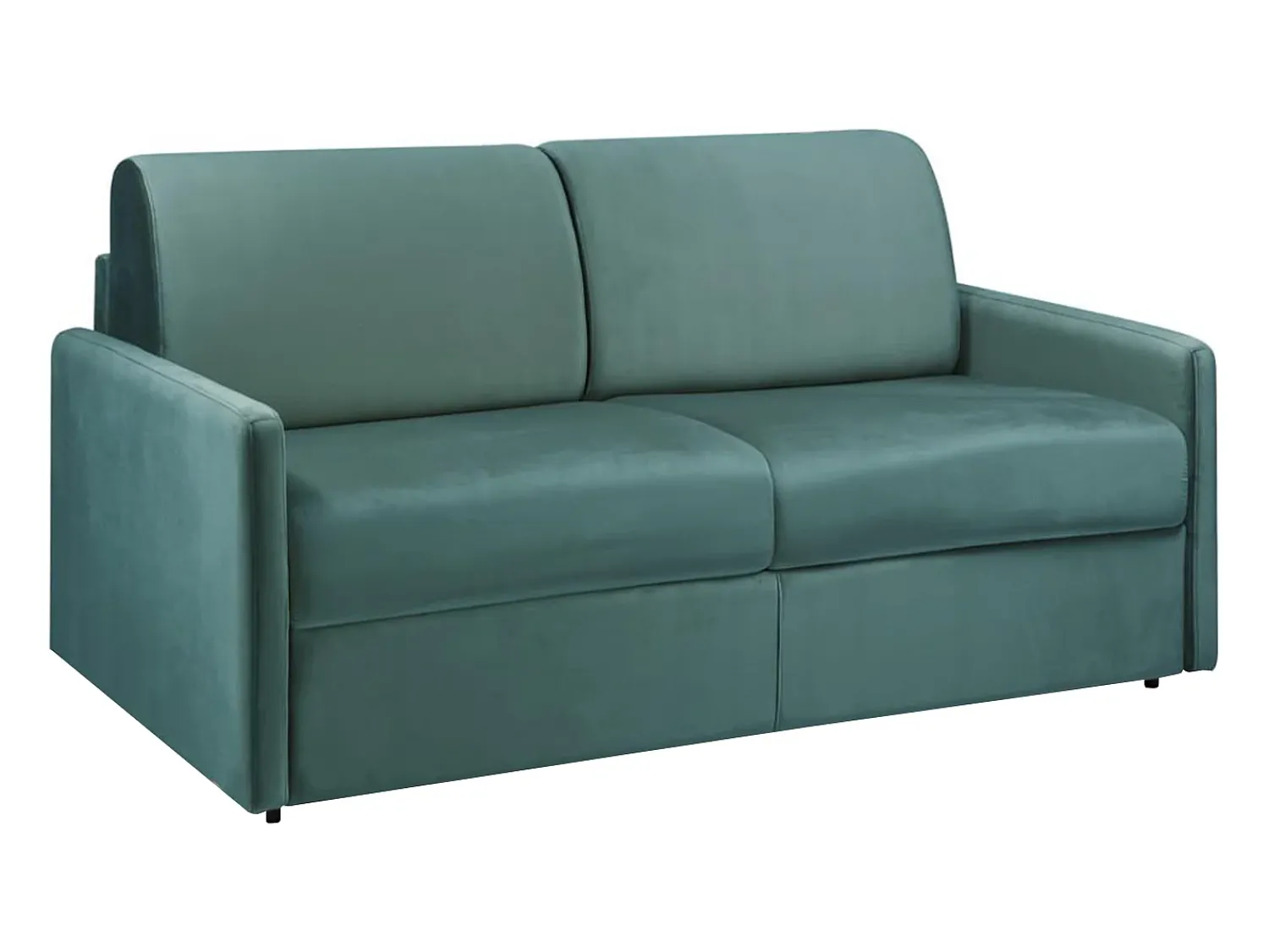 Sofá*Vente-unique Sofá convertível em veludo assento com assento de memória de forma 140 cm colchão 22 cm CALIFE Verde esmeralda