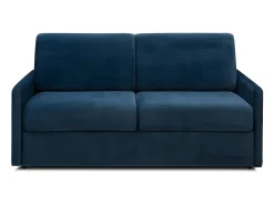 Vente-unique Sofá convertível em veludo azul noite assento com assento de memória de forma 140 cm colchão 18 cm CALIFE^ Sofá