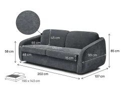 Habitat et jardin Sofá convertível "Laurie" Express em tecido texturado - cama de 140 cm - 3 lugares - Cinza^ Sofá