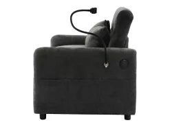 Sofá|ModernLuxe Sofá convertível multiângulo ajustável em tecido chenille - 2 lugares - com suporte para telefone e portas USB - Cinzento