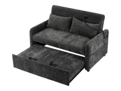 Sofá|ModernLuxe Sofá convertível multiângulo ajustável em tecido chenille - 2 lugares - com suporte para telefone e portas USB - Cinzento