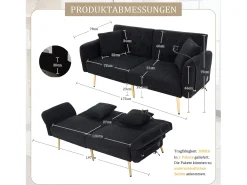 Hauss Spole Sofá convertível de 2 lugares com 2 portas USB, suporte para telemóvel e bolsos laterais 173x78x78cm^ Sofá