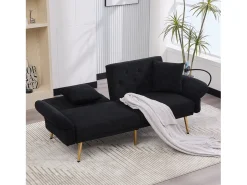 Hauss Spole Sofá convertível de 2 lugares com 2 portas USB, suporte para telemóvel e bolsos laterais 173x78x78cm^ Sofá