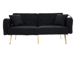 Hauss Spole Sofá convertível de 2 lugares com 2 portas USB, suporte para telemóvel e bolsos laterais 173x78x78cm^ Sofá