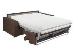Best Vente-unique Sofá convertível tecido castanho assento memória de forma 140 ripas largas 22cm memória de forma VIZIR Castanho chocolate