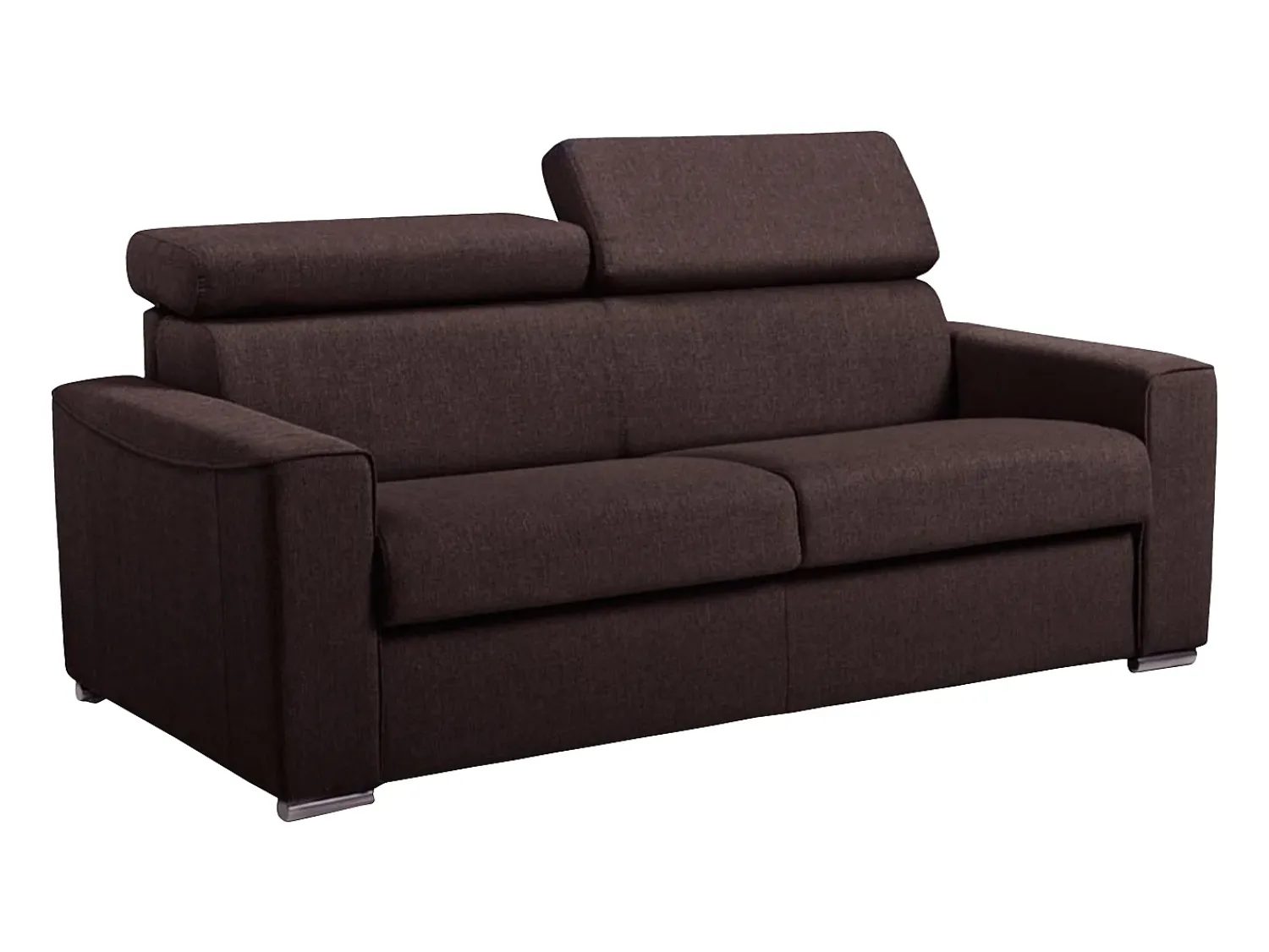 Best Vente-unique Sofá convertível tecido castanho assento memória de forma 140 ripas largas 22cm memória de forma VIZIR Castanho chocolate