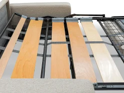 Sofá*Vente-unique Sofá convertível tecido assento memória de forma 160 cm ripas largas 18 cm VIZIR Cinzento