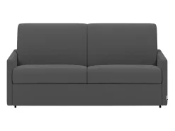 Sofá|Vente-unique Sofá convertível tecido assento com assento de memória de forma 140 cm ripas largas 18 cm CALIFE Cinzento