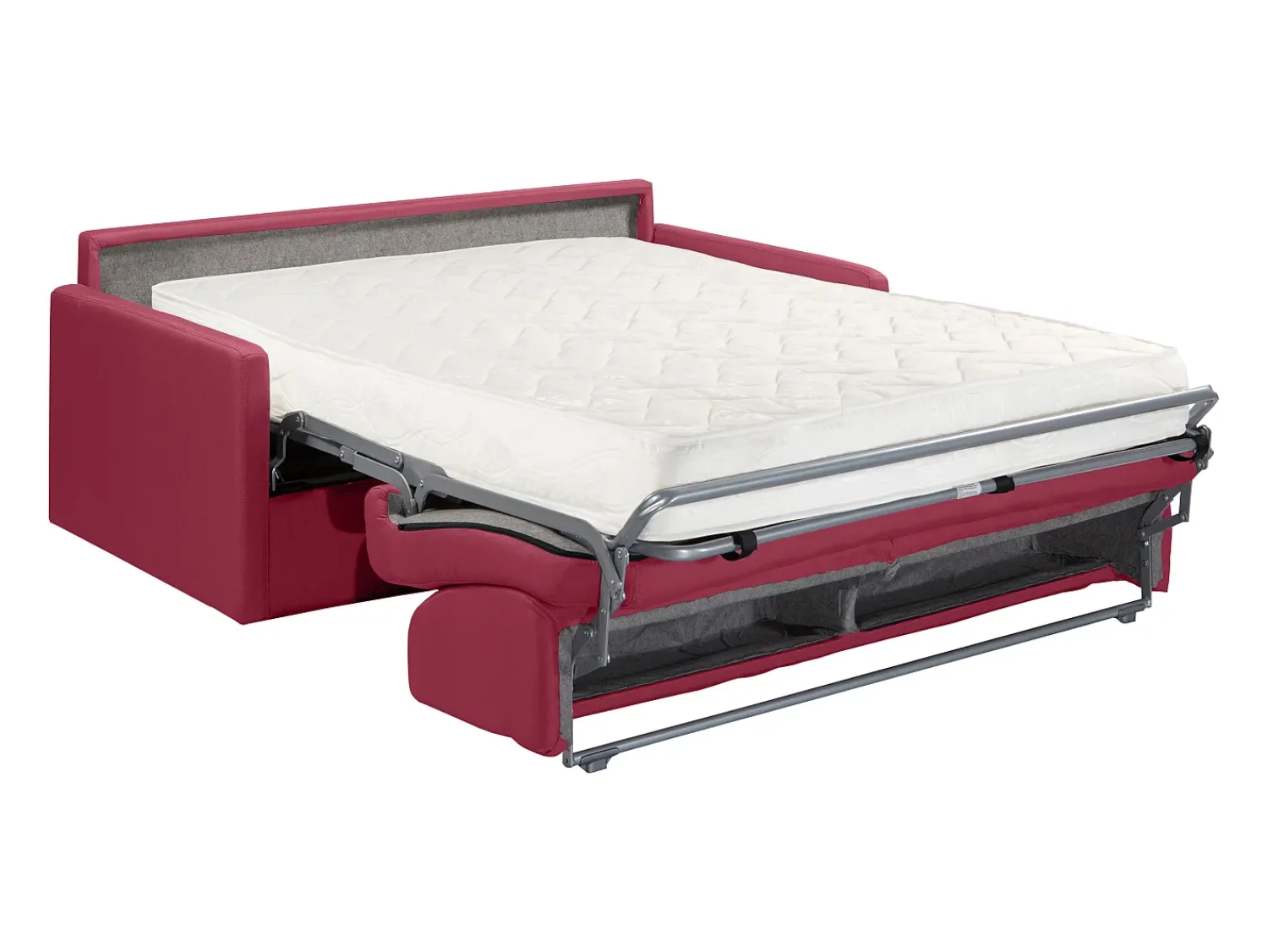 Sofá*Vente-unique Sofá convertível tecido assento memória de forma 160 cm ripas largas 18 cm CALIFE Vermelho