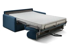 Vente-unique Sofá convertível veludo azul noite assento com assento de memória de forma 140 cm colchão 14 cm CALIFE^ Sofá