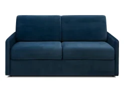 Vente-unique Sofá convertível veludo azul noite assento com assento de memória de forma 140 cm colchão 14 cm CALIFE^ Sofá