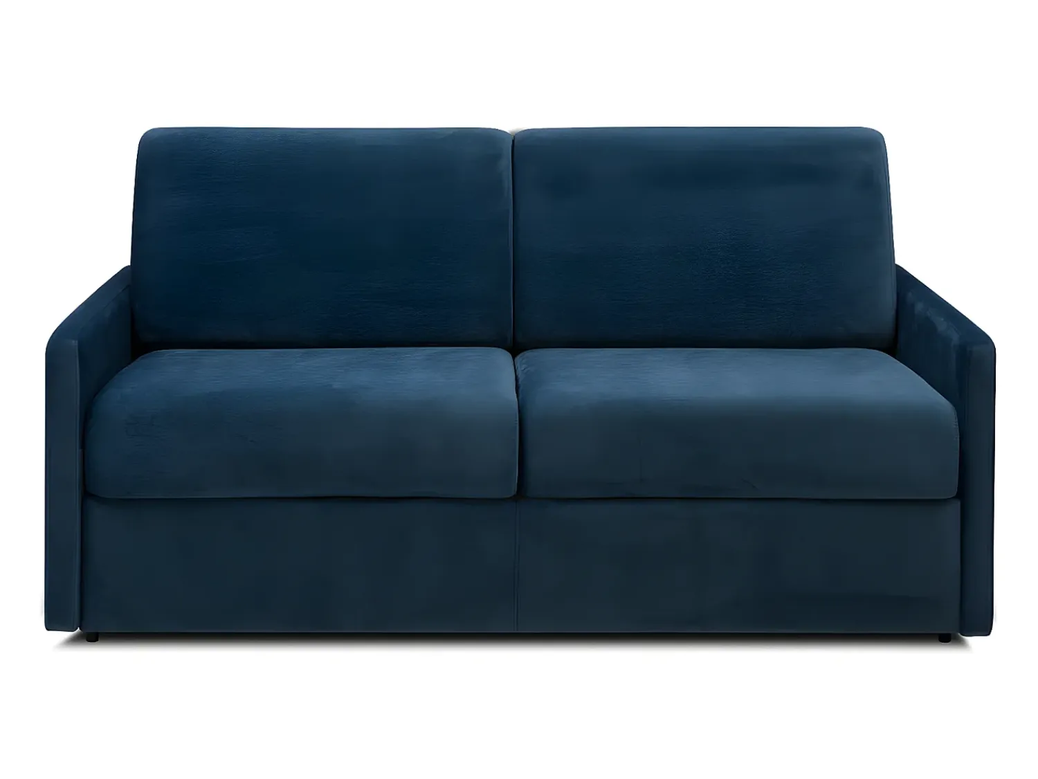 Vente-unique Sofá convertível veludo azul noite assento com assento de memória de forma 140 cm colchão 14 cm CALIFE^ Sofá