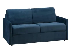 Sofá|Vente-unique Sofá convertível veludo azul noite assento memória de forma 120 cm colchão 14 cm CALIFE Azul escuro