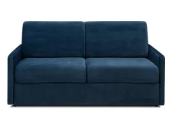Sofá|Vente-unique Sofá convertível veludo azul noite assento memória de forma 120 cm colchão 14 cm CALIFE Azul escuro