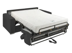 Vente-unique Sofá convertível veludo canelado cinza assento com assento de memória de forma 140 cm ripas largas 22cm CALIFE^ Sofá