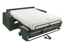 Sofá|Vente-unique Sofá convertível veludo canelado assento com assento de memória de forma 140 cm colchão 22cm CALIFE Verde