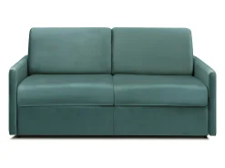 Online Vente-unique Sofá convertível veludo assento memória de forma 140 cm colchão 14 cm CALIFE Verde esmeralda