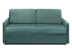 Online Vente-unique Sofá convertível veludo assento memória de forma 140 cm colchão 18 cm CALIFE Verde esmeralda