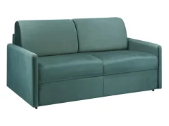 Sale Vente-unique Sofá convertível veludo assento com assento de memória de forma 140 cm colchão 14 cm CALIFE Verde esmeralda