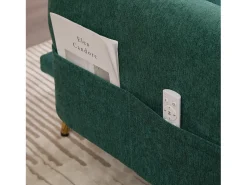 Hauss Spole Sofá convertível de 2 lugares com 2 portas USB, suporte para telemóvel e bolsos laterais 173x78x78cm^ Sofá