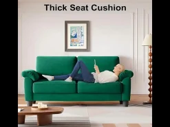 Sofá*DripeX Sofá da sala de estar 2 Lugar em tecido de pista, sofá moderno no meio do século, com bolsa de armazenamento, 178x75x87cm, Verde