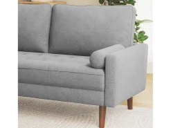 Sofá*DripeX Sofá de 3 - Sofá em tecido de linho cinza - Escandinavo - com 2 travesseiros e apoios de braços - pés de madeira maciça - 173x77x84cm Cinzento