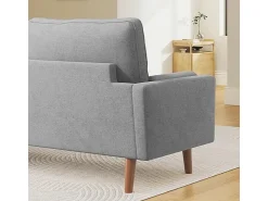 Sofá*DripeX Sofá de 3 - Sofá em tecido de linho cinza - Escandinavo - com 2 travesseiros e apoios de braços - pés de madeira maciça - 173x77x84cm Cinzento