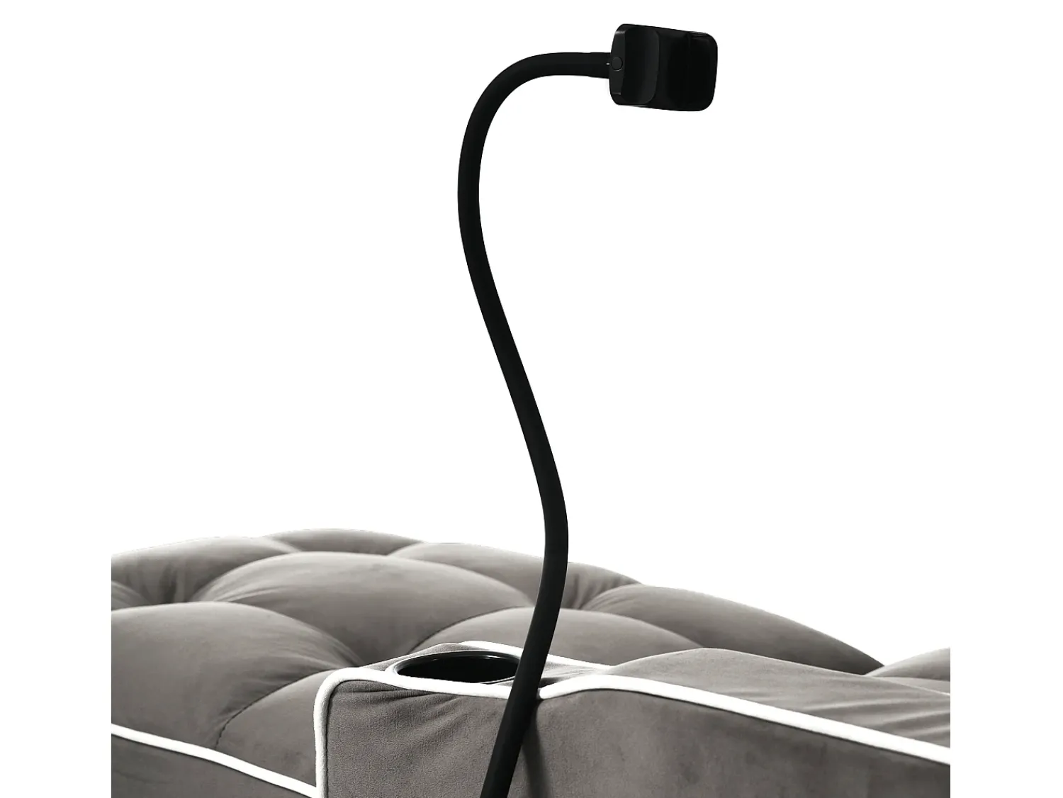 Sofá de 1 lugar - Poltrona com suporte para copos e suporte para telemóvel - veludo cinza escuro^ Poltrona