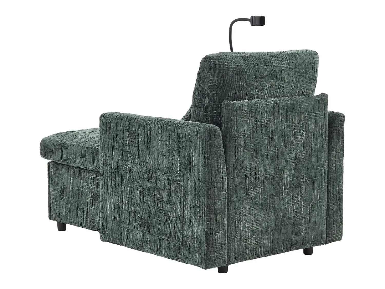 Sofá| Sofá de 1 lugar com 2 bolsos laterais - Sofá para sala de estar com suporte para telemóvel e compartimento oculto - chenille Verde