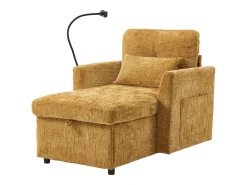 Sofá de 1 lugar com 2 bolsos laterais - Sofá para sala de estar com suporte para telemóvel e compartimento oculto - chenille^ Sofá