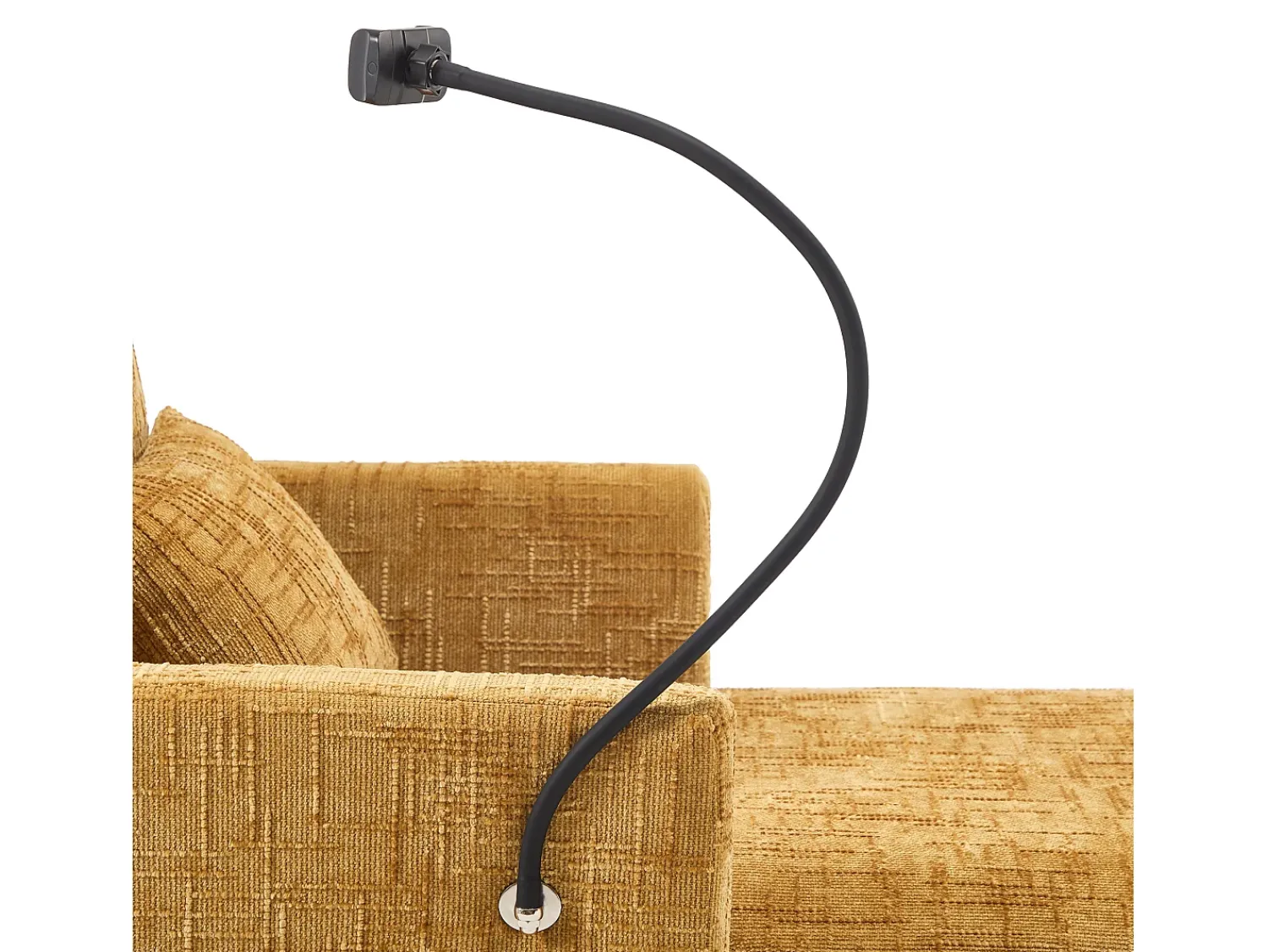 Sofá de 1 lugar com 2 bolsos laterais - Sofá para sala de estar com suporte para telemóvel e compartimento oculto - chenille^ Sofá