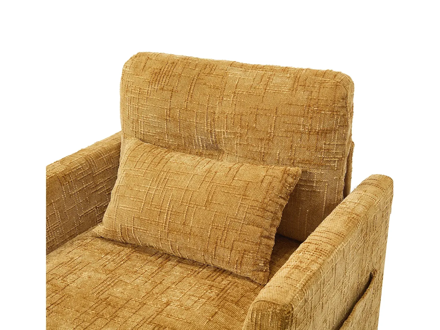 Sofá de 1 lugar com 2 bolsos laterais - Sofá para sala de estar com suporte para telemóvel e compartimento oculto - chenille^ Sofá