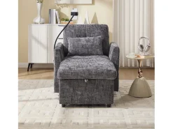 Sofá de 1 lugar com 2 bolsos laterais - Sofá para sala com Suporte para telemóvel e compartimento oculto - chenille^ Sofá